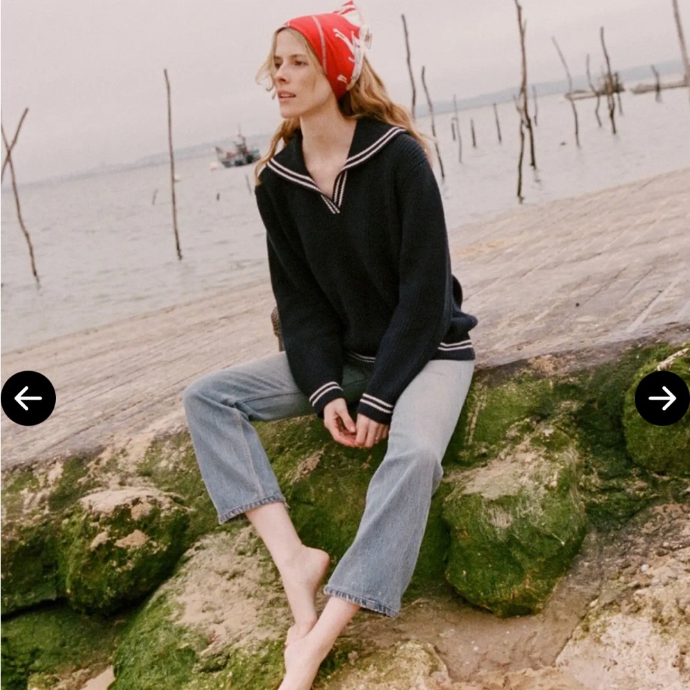 Doen Black Voyage Knit Sweater with White Trim - Picture 5 of 6